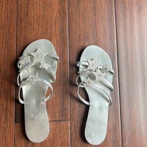 Giuseppe Zanotti Silver Sandals with Bow Detail